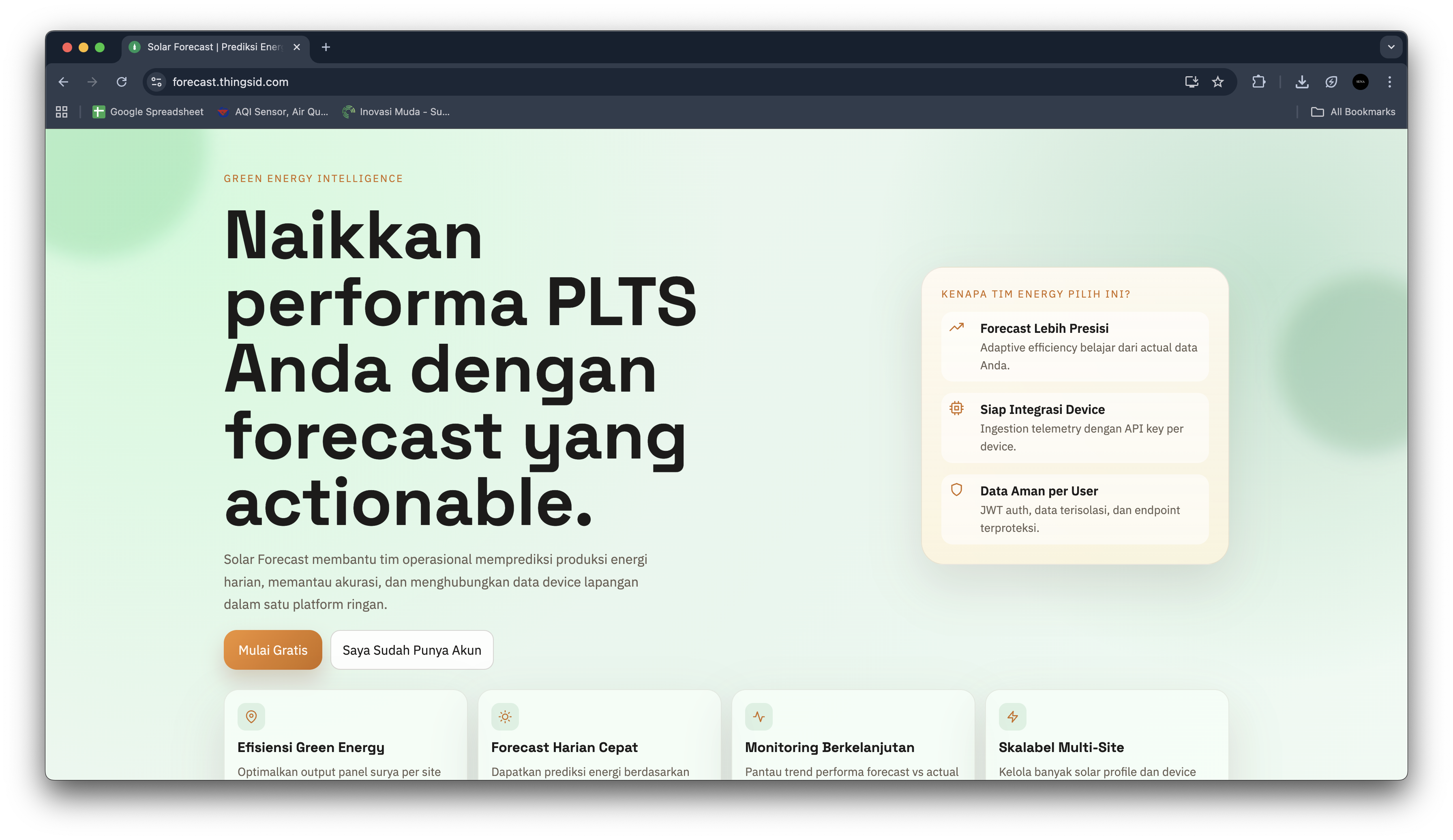 Dashboard Solar Forecast